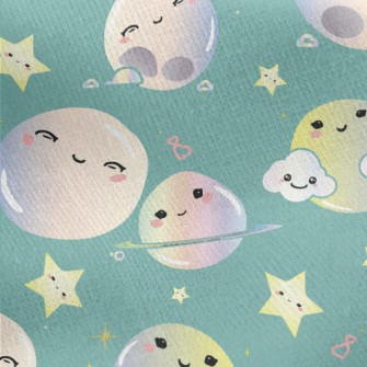 Moon Planet Starry Sky Jersey Backed Fleece