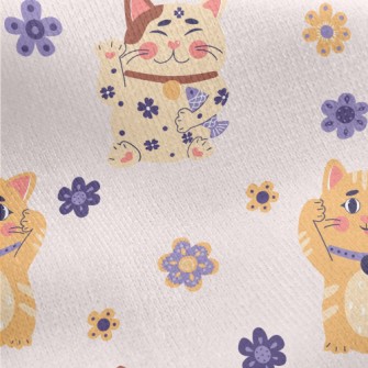 Cute Lucky Cat Jersey Backed Fleece