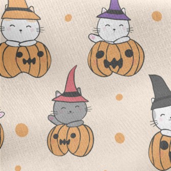 Magic Kitten Pumpkin Jersey Backed Fleece