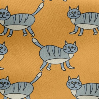 Striped Gray Cat Jersey Backed Fleece
