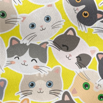 Cute Big Head Cat Jersey Backed Fleece