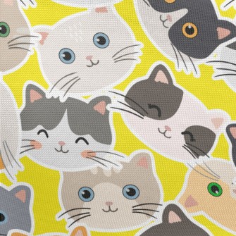 Cute Big Head Cat Pongee