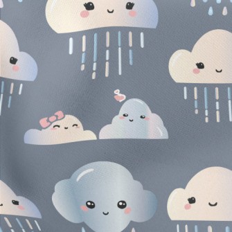 Clouds Couple Raining Lightweight Cotton Poplin