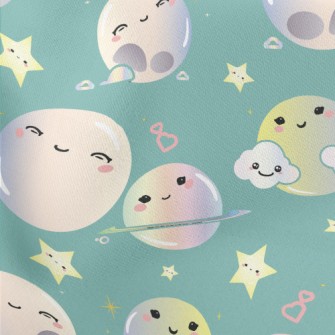 Moon Planet Starry Sky Lightweight Cotton Poplin
