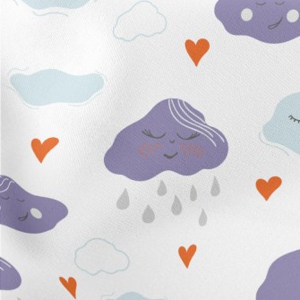 Clouds, Dark Clouds, Rain Lightweight Cotton Poplin