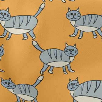 Striped Gray Cat Lightweight Cotton Poplin