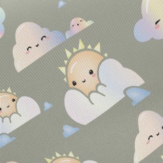 Gradient Sun Cloud Rainbow Midweight Cotton Poplin