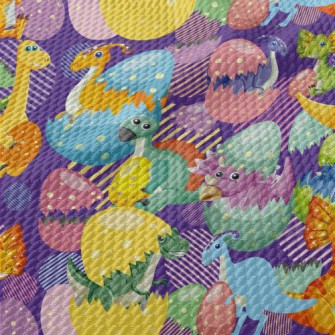 Colorful Dinosaurs Birdseye Piqué