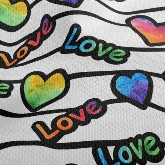 Stripe Smudged Heart Athletic Mesh Flat Back