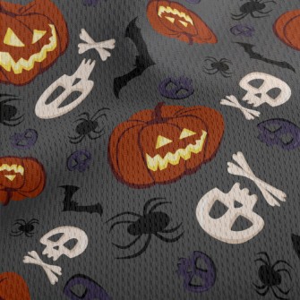 Mean Pumpkin Skull Athletic Mesh Flat Back