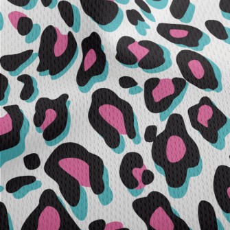 Fluorescent Pink Leopard Print Athletic Mesh Flat Back