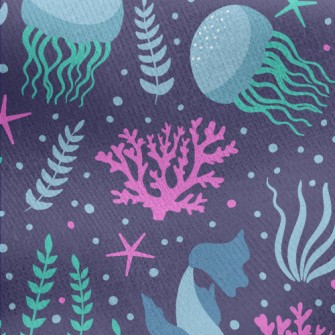 Jellyfish Seagrass Coral Jersey Backed Fleece