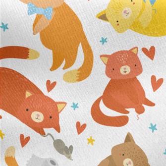 Innocent Cute Cat Jersey Backed Fleece