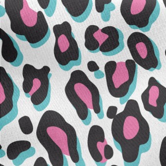 Fluorescent Pink Leopard Print Jersey Backed Fleece