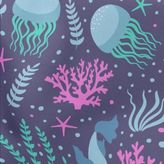 Jellyfish Seagrass Coral Lightweight Cotton Poplin
