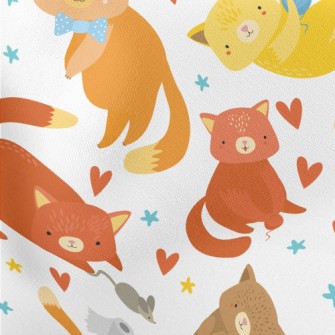 Innocent Cute Cat Lightweight Cotton Poplin