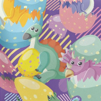 Colorful Dinosaurs Lightweight Cotton Poplin