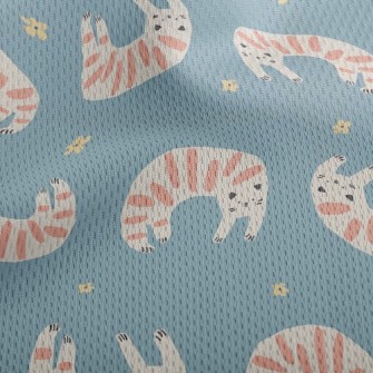Curved Striped Cat Athletic Mesh Flat Back