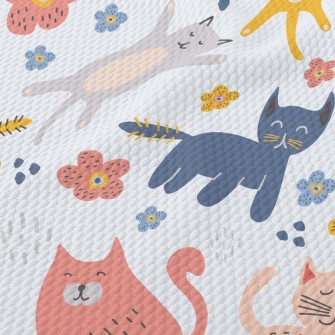 Kids Doodle Cat Birdseye Piqué
