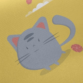 Round Cat And Yarn Ball Twill