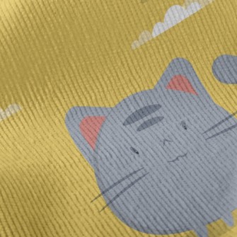 Round Cat And Yarn Ball Standard Corduroy