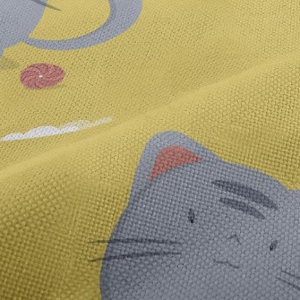 Round Cat And Yarn Ball Performance Linen