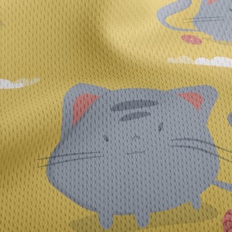 Round Cat And Yarn Ball Athletic Mesh Flat Back