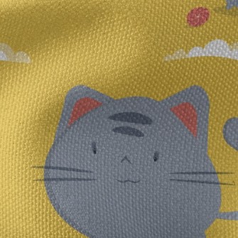 Round Cat And Yarn Ball Waterproof Canvas