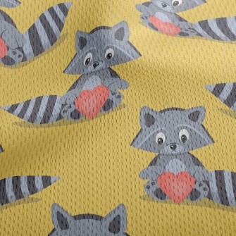 Striped Raccoon Heart Athletic Mesh Flat Back