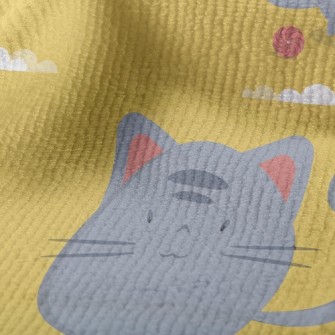 Round Cat And Yarn Ball Terry