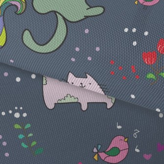 Psychedelic Cats And Birds Waterproof Oxford