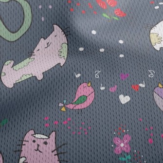 Psychedelic Cats And Birds Athletic Mesh Flat Back