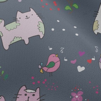 Psychedelic Cats And Birds Chiffon