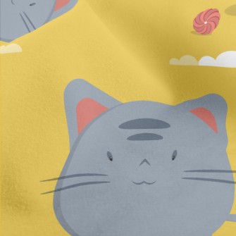 Round Cat And Yarn Ball Micro Fleece