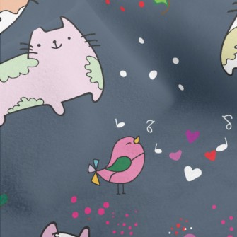 Psychedelic Cats And Birds Micro Fleece