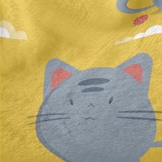 Round Cat And Yarn Ball Minky