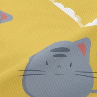 Round Cat And Yarn Ball Piqué