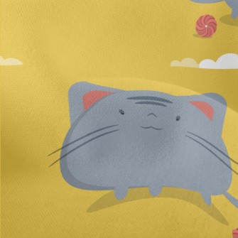 Round Cat And Yarn Ball Lightweight Performance Linen