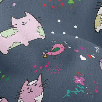 Psychedelic Cats And Birds Lightweight Performance Linen