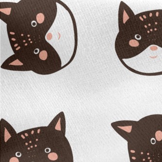 Blushing Big-headed Cat Jersey Backed Fleece