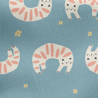 Curved Striped Cat Jersey Backed Fleece