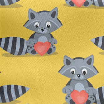 Striped Raccoon Heart Jersey Backed Fleece
