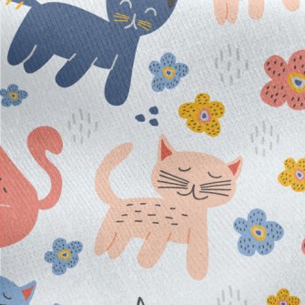 Kids Doodle Cat Jersey Backed Fleece