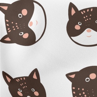 Blushing Big-headed Cat Lightweight Cotton Poplin