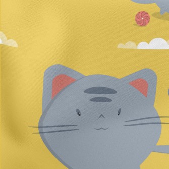 Round Cat And Yarn Ball Lightweight Cotton Poplin