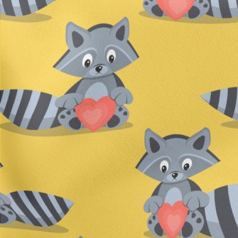 Striped Raccoon Heart Lightweight Cotton Poplin
