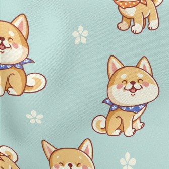 Healing Smiling Shiba Inu Lightweight Cotton Poplin