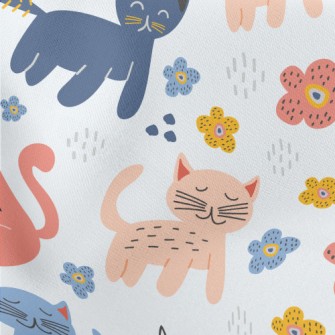 Kids Doodle Cat Lightweight Cotton Poplin