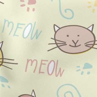 Daze Little Cat With Eyes Lightweight Cotton Poplin