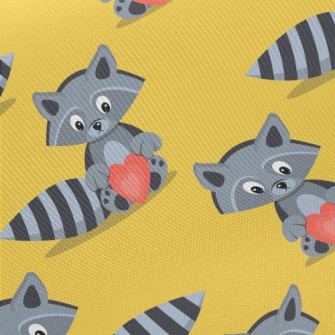 Striped Raccoon Heart Midweight Cotton Poplin